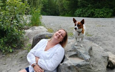 dog trainer Rebecca Jennings with her dog